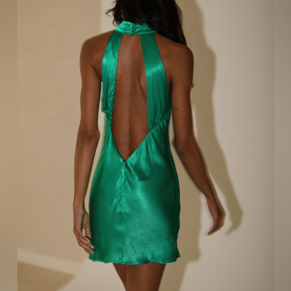 Meshki CLAIRE
Shiny A Line Mini Dress - Green small